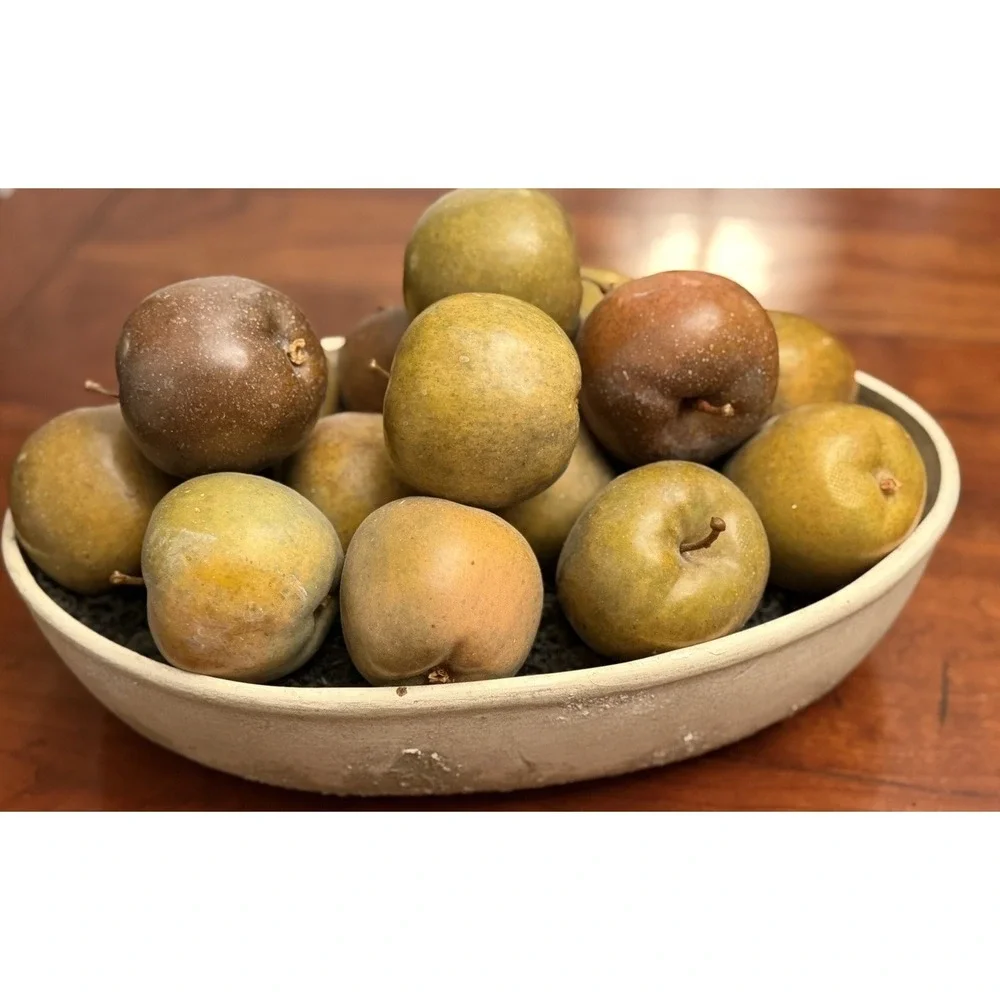 Vintage Realistic Faux Apple Centerpiece Arrangement Golden Russet Fruit Display